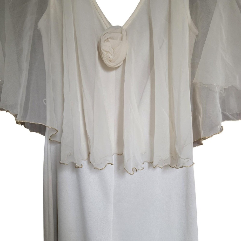 Vintage‎ Chiffon Jumpsuit Women's XS-S (2-4) Off White Cream, Wide Leg
